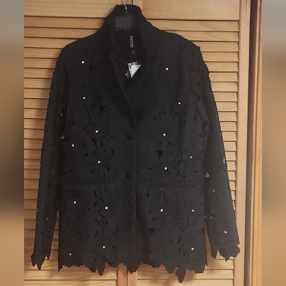 Black Floral Lace Women's Jacket